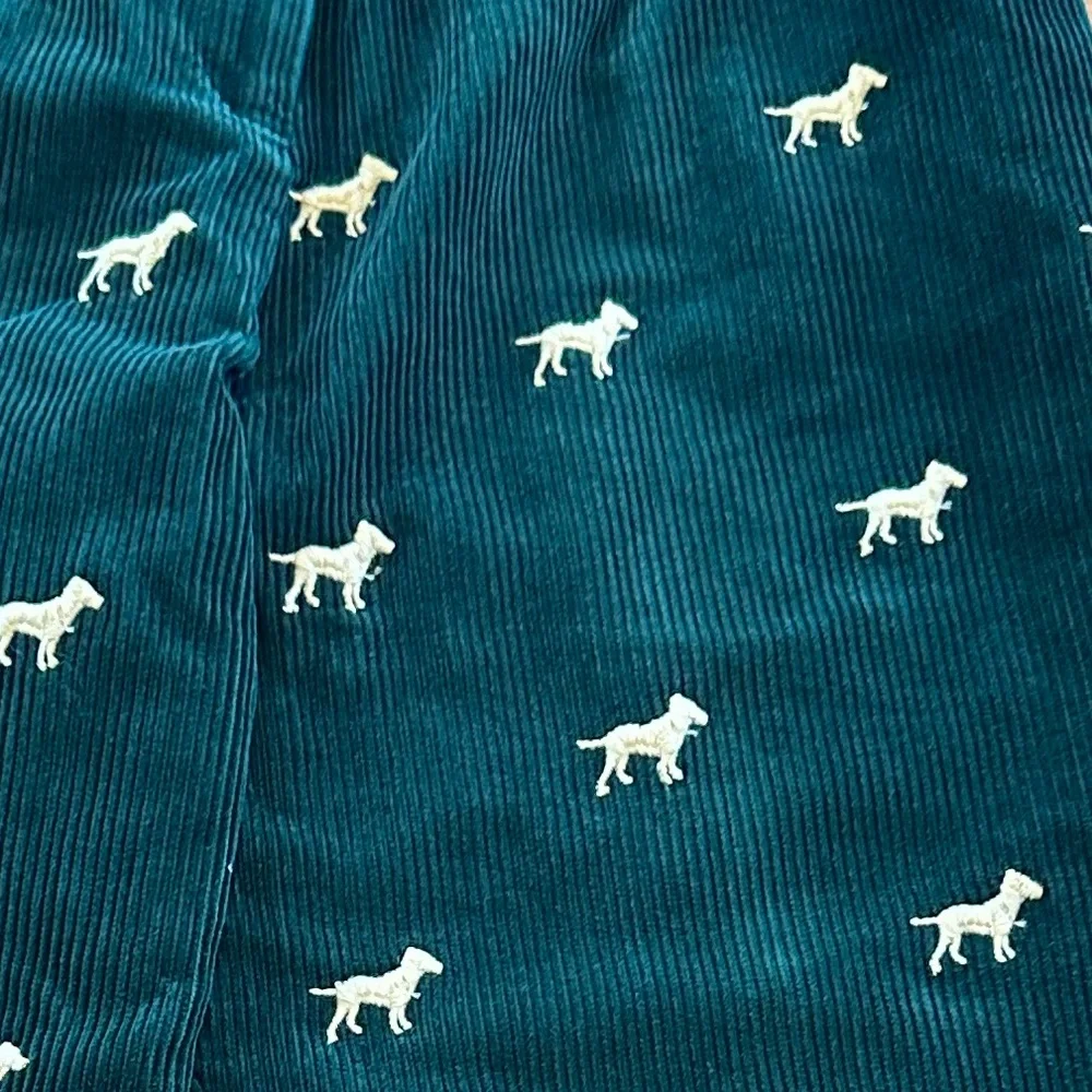 Vintage Orvis Hunter Green Corduroy Dog Embroidered Pants High Rise 30x27 Y2K - Picture 11 of 15